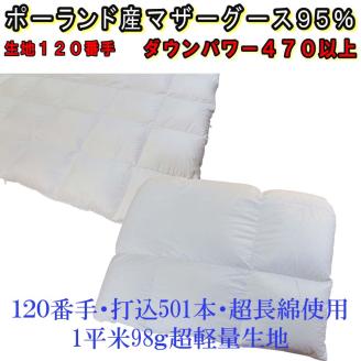 羽毛合い掛け 肌布団2枚組ポーランド産マザーグース95%ダブル190×210cmダウンパワー470