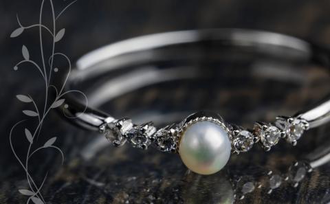 pt900 淡水パール&0.06ctダイヤモンドリング（RP-MR-0586）