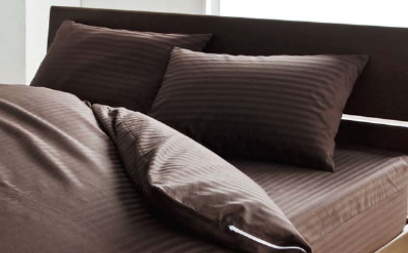 SatinStripeサテンストライプ 昼夜サテン 掛カバー【SD(セミダブル)サイズ】【ブラウン】【日本製】