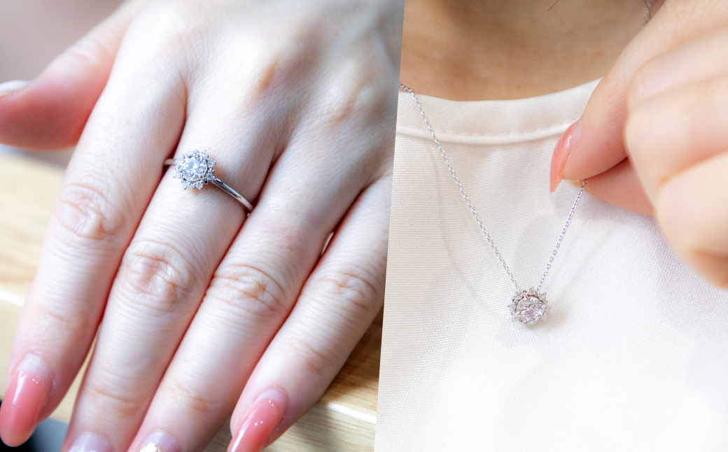 pt900 ダイヤモンドリング  & ダイヤモンドネックレス（RP-MR1202-MN770）