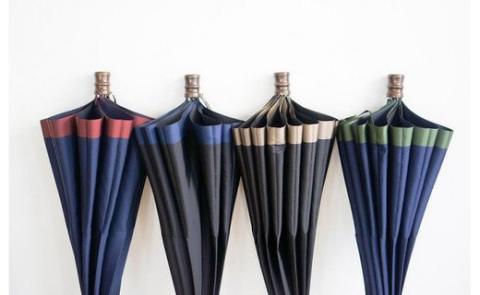 【数量限定】橘　折りたたみ傘　60cm　10本骨(ネイビー×グリーン)　高級傘　プレゼント　ご褒美 ネイビー×グリーン