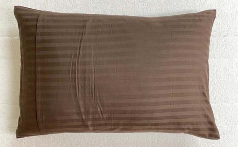 SatinStripeサテンストライプ 昼夜サテン ピロケース【Mサイズ】【ブラウン】【日本製】