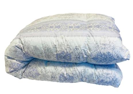 【シングル】都留市の羽毛掛け布団　新2層式キルト　ホワイトダウン93％　ダウンパワー400以上（防ダニ・抗菌・防臭）　アリエス（ブルー系）