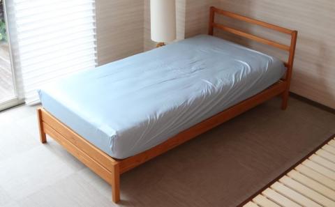 綿サテン　フィットシーツ　＜ダブルサイズ＞　【ブルー】 ブルー ダブル