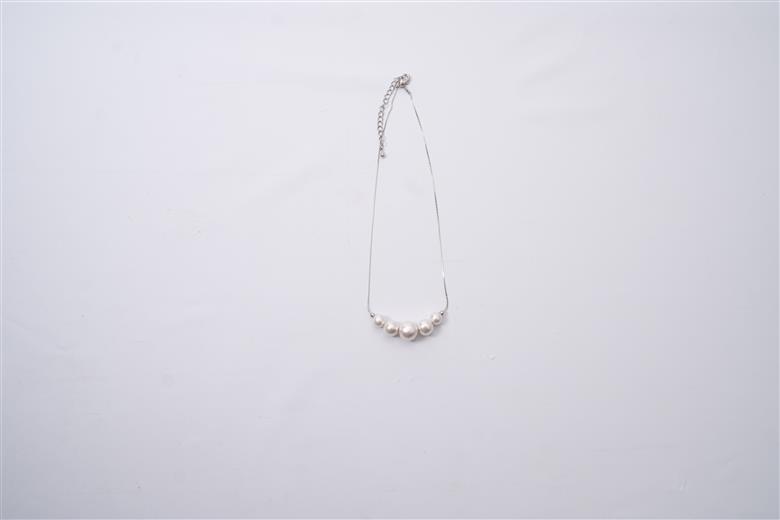 コットンパール「ホワイト」シルバーチェーンネックレス 「ホワイト」シルバーチェーン