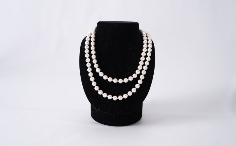 コットンパール「ホワイト」ロングネックレス(金具ゴールド) ホワイト