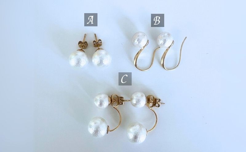 コットンパール「ホワイト」ピアス３点セット(ゴールド)|ピアス アクセサリー コットンパール パール プレゼント 入学 お祝い 卒業 贈答 ホワイト(ゴールド)	
