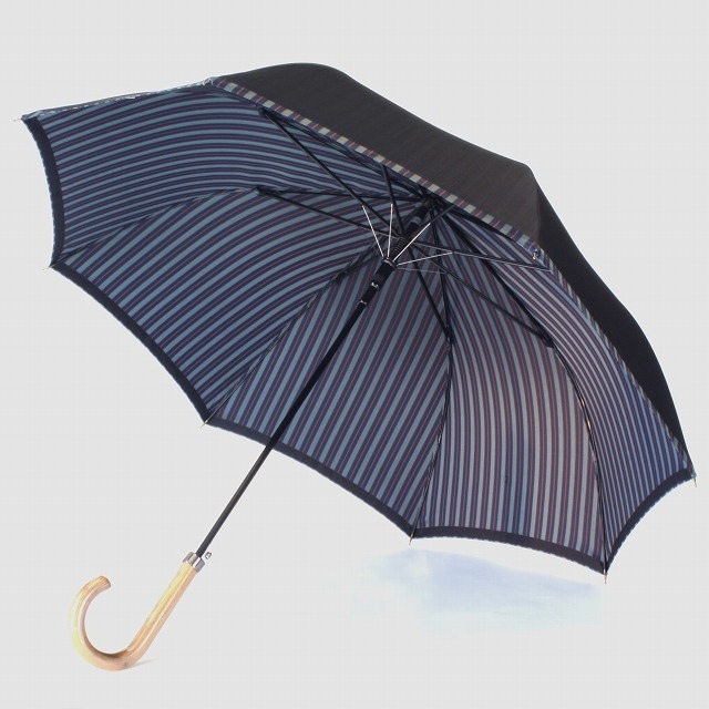 【槙田商店】紳士長傘　Tie Plain×Stripe　NAVY NAVY Plain×Stripe
