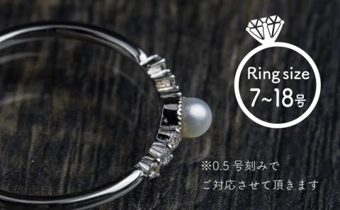 pt900 淡水パール&0.06ctダイヤモンドリング（RP-MR-0586）