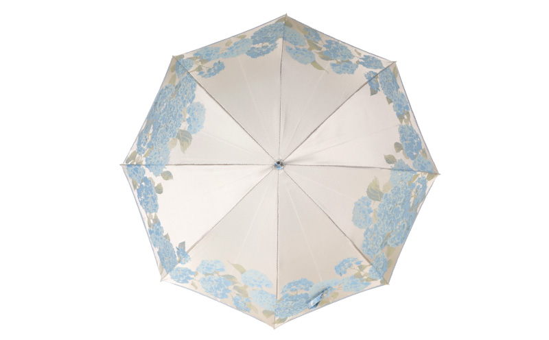 【槙田商店】晴雨兼用長傘　絵おり　紫陽花　ベージュ