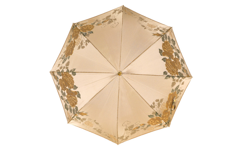 【槙田商店】晴雨兼用長傘　絵おり　バラとぶどう　ベージュ