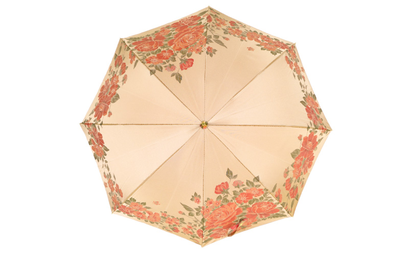 【槙田商店】晴雨兼用長傘　絵おり　大バラ　ベージュ