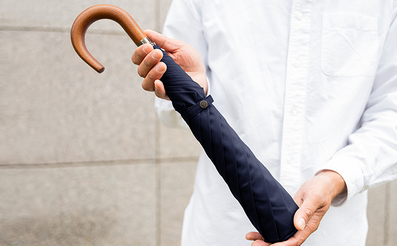 槙田商店【晴雨兼用紳士傘】MAKITA STANDARD (折傘 ネイビー)｜老舗の職人が作る日本製のおしゃれな高級傘　傘　かさ　高級傘　高級かさ　メンズ　紺　ネイビー　晴雨兼用　折り畳み　折りたたみ