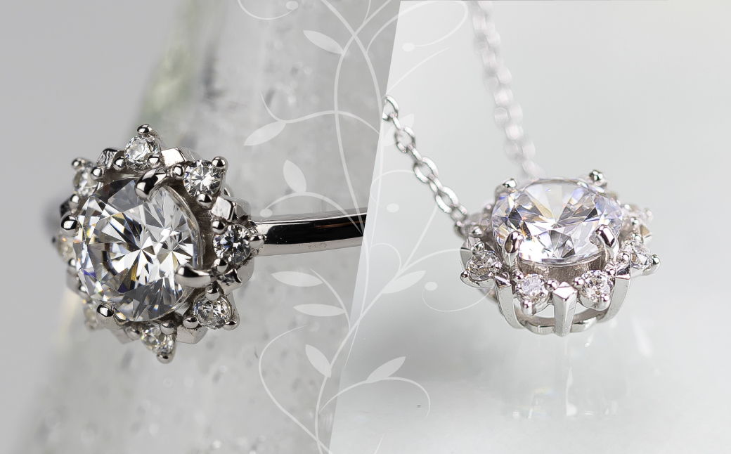 pt900 ダイヤモンドリング  & ダイヤモンドネックレス（RP-MR1202-MN770）