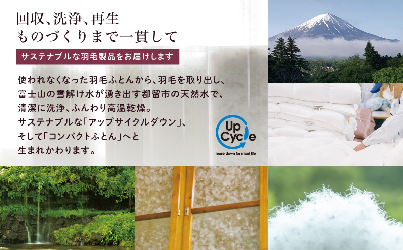 【富士新幸謹製】「サステナブルな羽毛」2WAY コンパクトふとん［ペタル］ アップサイクルダウン　アウトドア　キャンプ　ひざ掛け　車中泊　防災用　非常時　お昼寝