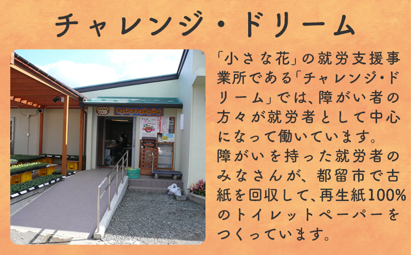 【ダブル100ロール】オリジナルトイレットペーパー　ドリームロール　 就労支援 障がい者支援 トイレットペーパー 再生紙 日用品 無香料 100ロール ダブル