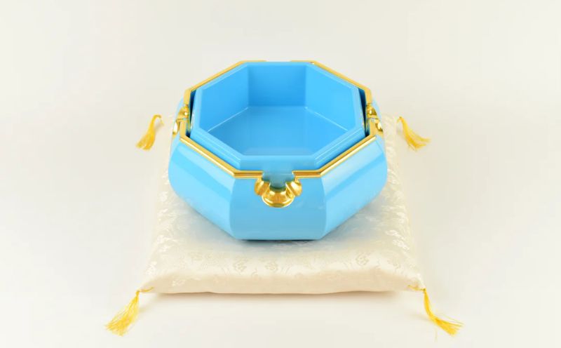 【佐藤木工】彩玉手箱 ポップカラー 京組紐 金沢箔（ブルー）