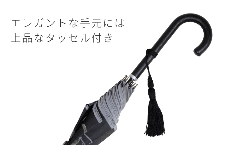 【槙田商店】晴雨兼用長傘　絵おり　百合　クロ