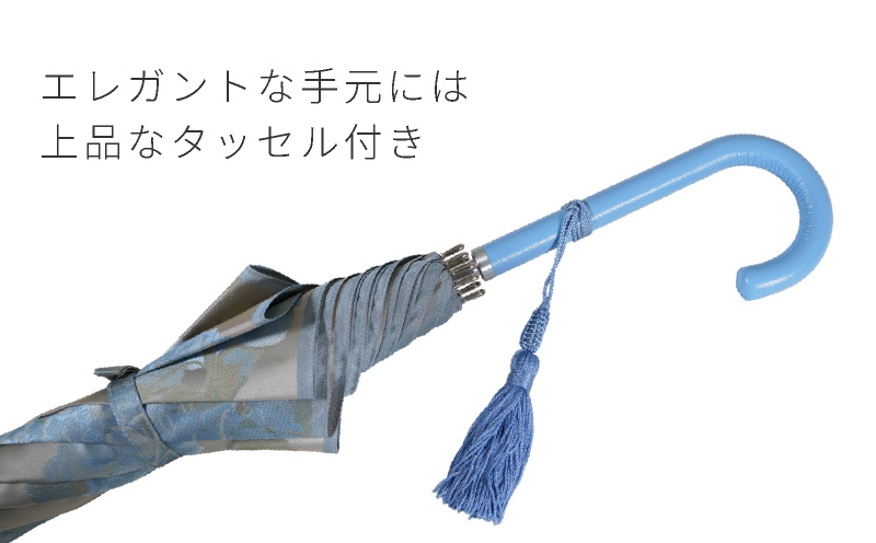 【槙田商店】晴雨兼用長傘　絵おり　紫陽花　ベージュ