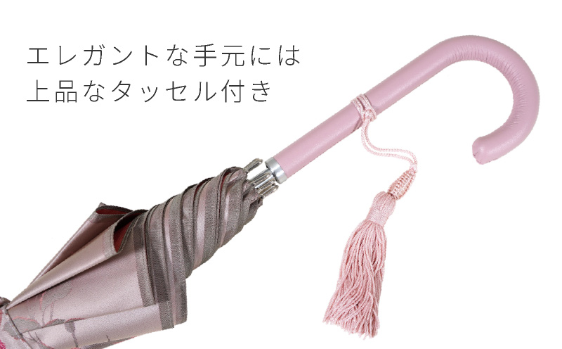 【槙田商店】晴雨兼用長傘　絵おり　薔薇（ばら）ベージュ