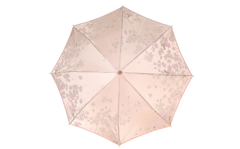 【槙田商店】晴雨兼用折りたたみ傘　絵おり　桜　ベージュ