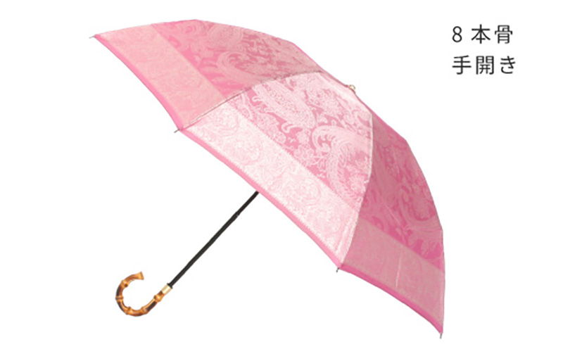 【槙田商店】晴雨兼用折りたたみ傘　kirie　ペズリー　ピオニーピンク