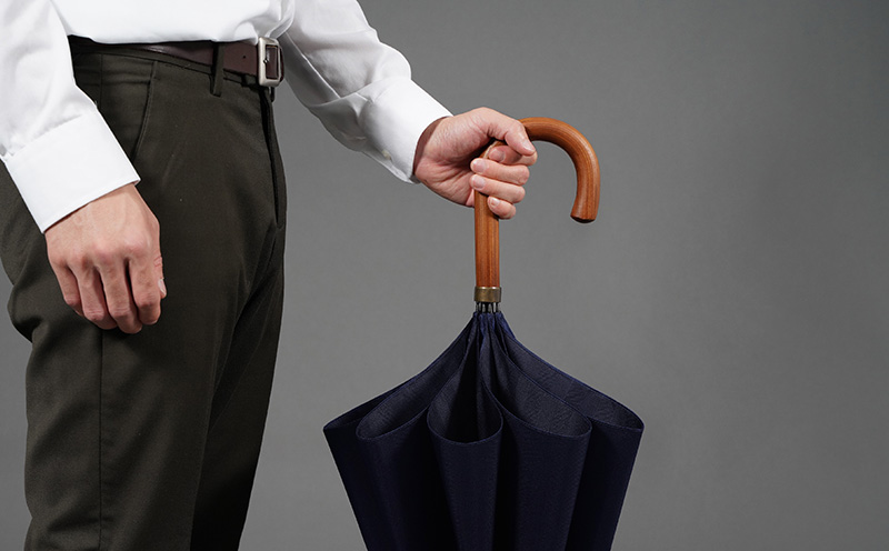 槙田商店【晴雨兼用紳士傘】MAKITA STANDARD (長傘 ネイビー)｜老舗の職人が作る日本製のおしゃれな高級傘 ネイビー 長傘