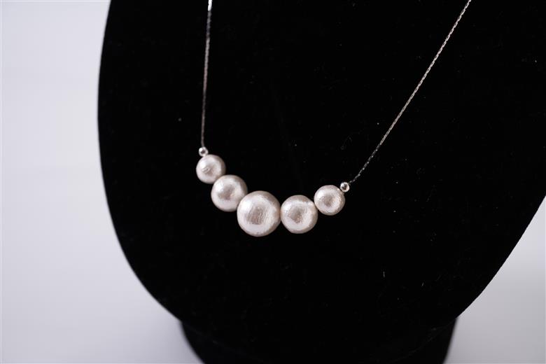 コットンパール「ホワイト」シルバーチェーンネックレス 「ホワイト」シルバーチェーン