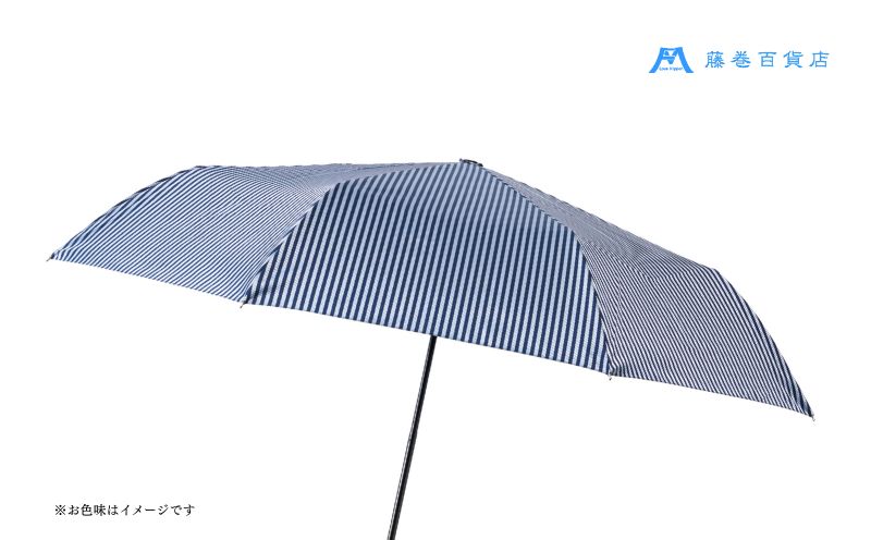【藤巻百貨店】Ramuda 晴雨兼用 耐風折りたたみ傘 甲州織ロンドンストライプ/スカイブルー