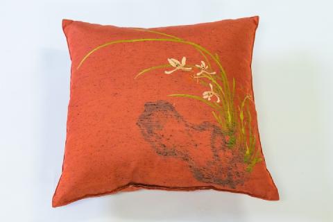 甲州織　羽毛クッション「洋花」（リユース羽毛）