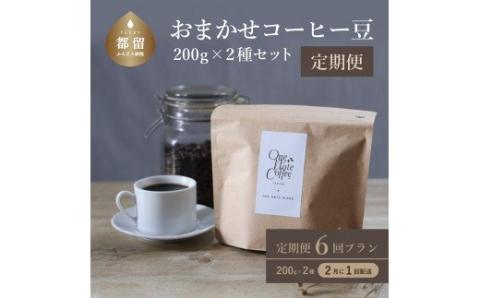 ＜定期便＞6回プラン おまかせ200gx 2種セット（粉） [2か月に１回、計6回発送]　珈琲　コーヒー　定期便　おまかせ　お楽しみ　こだわり 6回プラン おまかせ200gx 2種セット（粉）