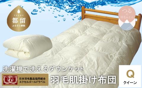 【クイーン】洗えるダウンケット(羽毛肌掛け)｜肌掛け　洗濯機で洗える【新津】