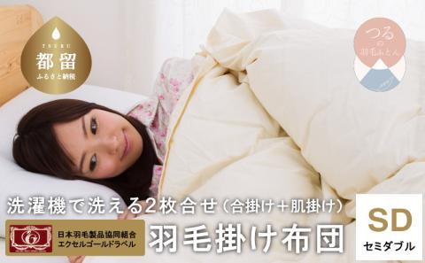 【セミダブル】洗濯機で洗える2枚合わせ羽毛ふとん【新津】｜オールシーズン　合い掛け　肌掛け
