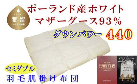 【ポーランド産マザーグース９３％】羽毛肌布団セミダブル１７０×２１０ｃｍ【ダウンパワー４４０】