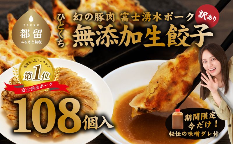 富士湧水ポーク使用　冷凍生餃子（秘伝の味噌ダレ付き）　108個　餃子　富士湧水　湧水　ポーク　ぶた　豚肉　挽肉　味噌ダレ 108個 富士湧水ポーク使用 冷凍生餃子