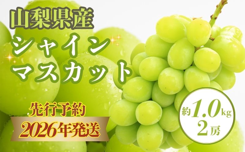 【2026年 先行予約】山梨県産　シャインマスカット 約1.0kg ２房 1㎏