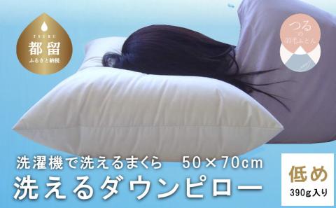 [低め]洗えるダウンピロー(50cmX70cm 390g入り)[新津]