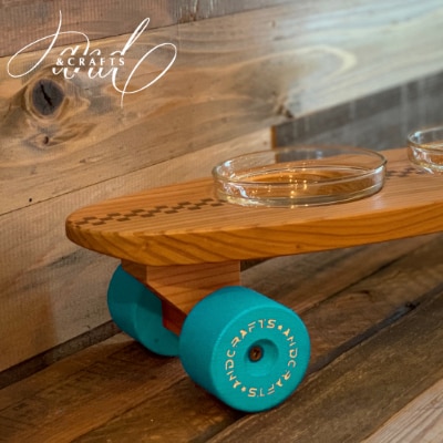 【＆CRAFTS】Pet bowls stand-3BOWLS-(Blue)※名入れプレート