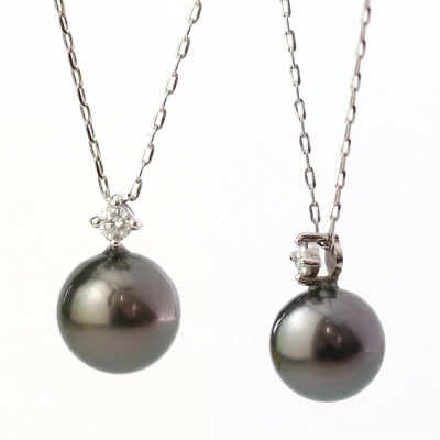 プラチナ黒蝶真珠ペンダント【ダイヤ0.05】【配送不可地域：沖縄県】