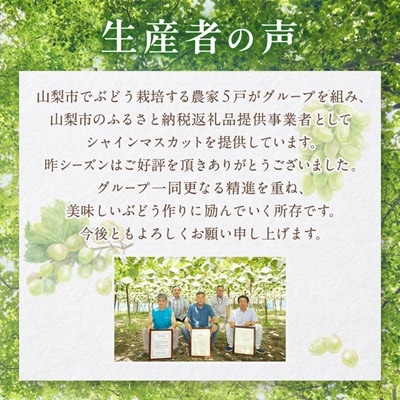 【先行受付】シャインマスカット 2kg (3～4房) 農家直送 世界農業遺産認定地特産【配送不可地域：離島】