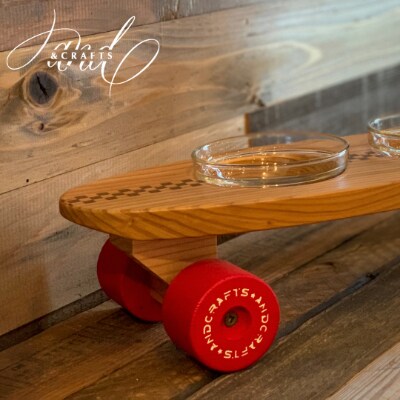 【＆CRAFTS】Pet bowls stand-3BOWLS-(Red)※名入れプレート付き