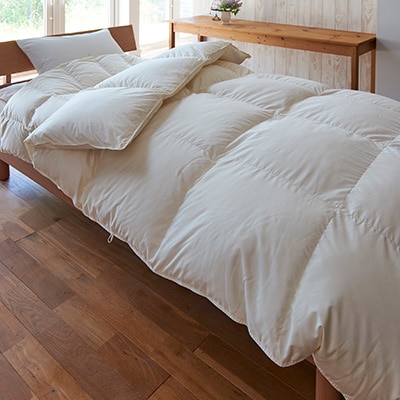 甲州羽毛2枚合わせ布団　ダウン95%超長綿 　ホワイト (シングル)　カバー付き　14
