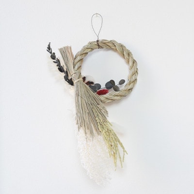 【お正月飾り】コットンフラワーとしめ縄飾りがおしゃれなモダンカラーのアレンジメント