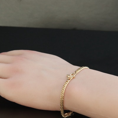 K18百合の紋章ブレスレット【ダイヤ0.01ct・18cm】【配送不可地域：沖縄県】