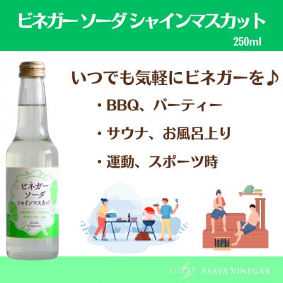 山梨産ぶどう100%の熟成ビネガーの、そのまま飲める「ビネガーソーダシャインマスカット6本セット」