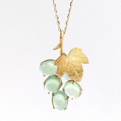 K18ぶどう石(プレナイト)「シャインマスカット」ペンダント【45cm】【配送不可地域：沖縄県】