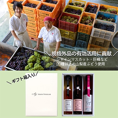 【蔵元直送】プロ御用達!ワインビネガー・バラエティ3本セット～調味料＆飲む酢～世界農業遺産認定地域