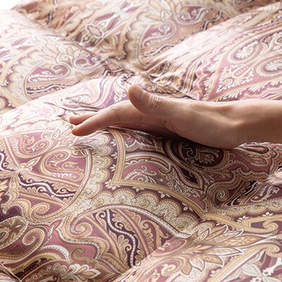 【甲州羽毛ふとん】シルク100%羽毛本掛けふとん (シングル) ピンク カバー付き　37