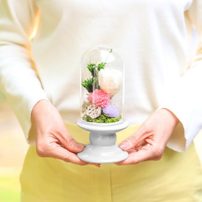 プリザーブドフラワー 仏花 ガラスドーム「寂静ピンク」 2個セット