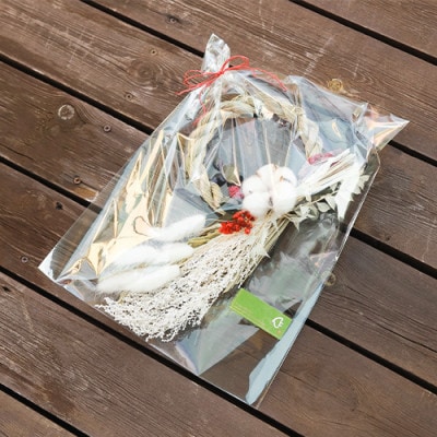 【お正月飾り】コットンフラワーとしめ縄飾りがおしゃれなモダンカラーのアレンジメント